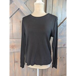 LRL Jeans Co Top Shirt Blouse Long Sleeve Women's Medium Black 100% Cotton